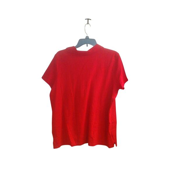 Basic Editions Blouse, Women's size XXL, Vermilion, Short Sleeve, Henley NWOT - Picture 2 of 5